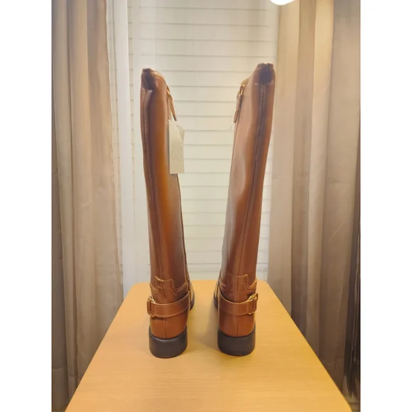 Franco Sarto Classic Ridding Knee High Boots SZ 7 M WIDE CALF Cognac Brown - Picture 8 of 14